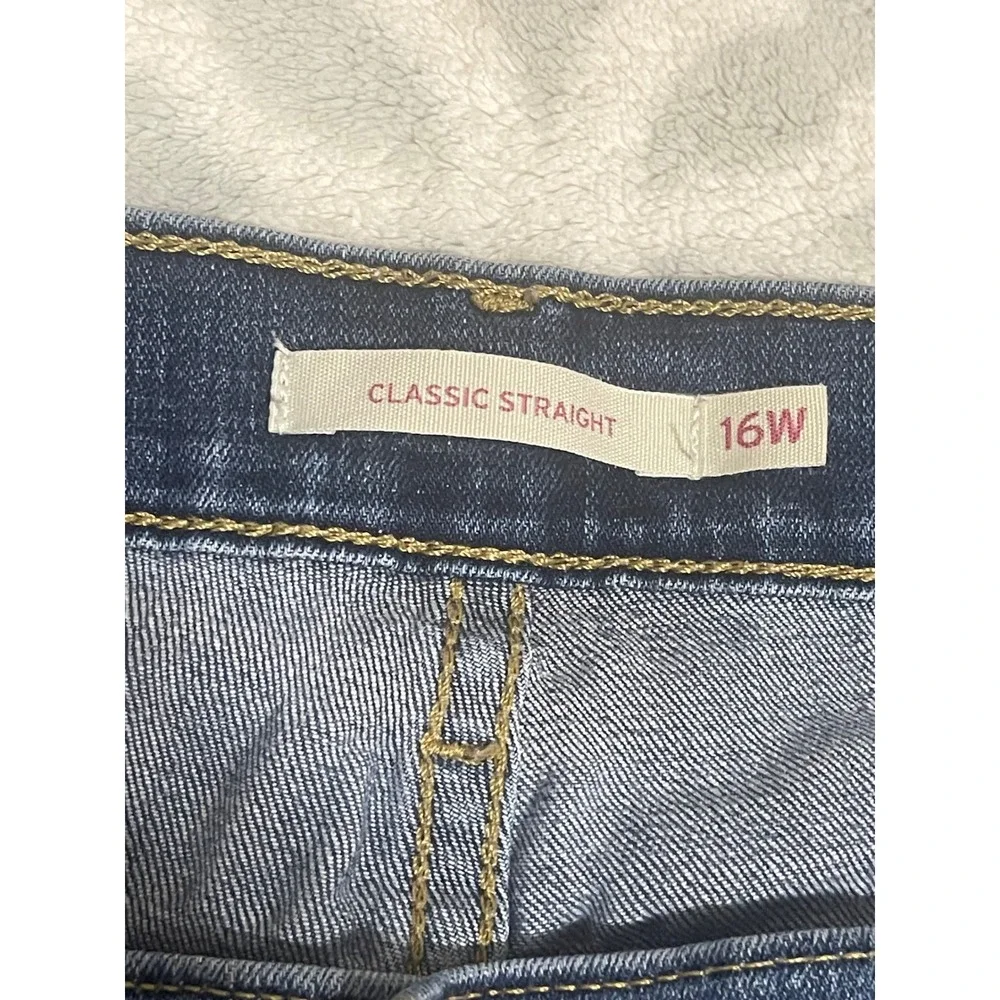 Levis Classic Straight Jeans Womens 16W Dark Wash Blue Stretch Denim Pants